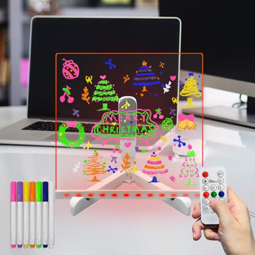 Laysinly Acryl Message Dry-erase Board Light up Stand, 20 * 20 CM 7 Farbe ändern Fernbedienung Dimmen Glow LED Memo Board, 7 Farbe Marker, USB-Stromversorgung (M) von Laysinly