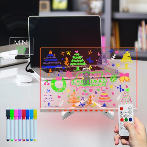 Laysinly Acryl-Trockentafel Light up, 30 x 20 CM 7 Color Change Glow LED Memo Board, 8-Farben-Marker, USB-Netzteil, Fernbedienung (L) von Laysinly