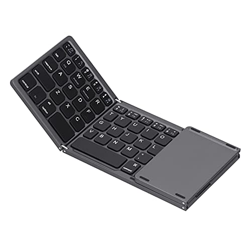 Lazimin Tragbare Bluetooth-Tastatur, USB Verkabelt/Bluetooth 3.0 Faltbare Dual-Mode-Tastatur mit TouchPad, Geeignet für IOS/Windows/Android-Systeme(schwarz) von Lazimin