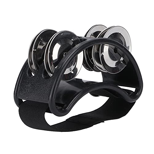 Percussion Fuß Tamburin, Gitarrenbegleitung Percussion Drum Set Fuß Shaker Percussion Drum Companion Accessory für(Schwarz) von Lazimin