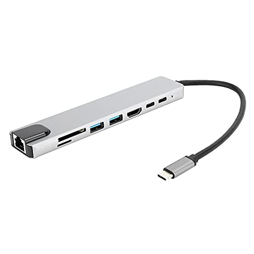 8-in-1-Hub-Dockingstation Typ C, Multifunktions-USB-Splitter-Adapter 4K HDMI/PD/USB/RJ45 für Notebook/Computer von Lazmin