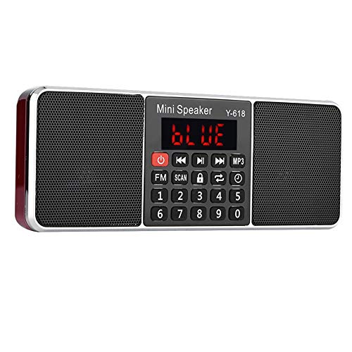 FM-Radio, 87,5-108 MHz Stereo-FM-Radio mit LED-Anzeige Freisprecheinrichtung Wiederaufladbarer Batterietransistor Radio PW Cut Memory MP3-Player Radio Rauschunterdrückung USB/TF/AUX Tragbares(红色) von Lazmin