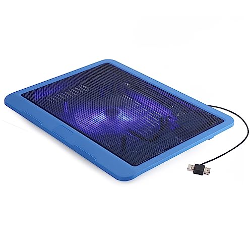 Laptop Cooler Pad Base, Cooling Pad Base Großer Lüfter mit blauen LEDs, USB-Ständer für Notebooks bis 14 Zoll oder darunter/Ergonomischer Ständer(Blau) von Lazmin
