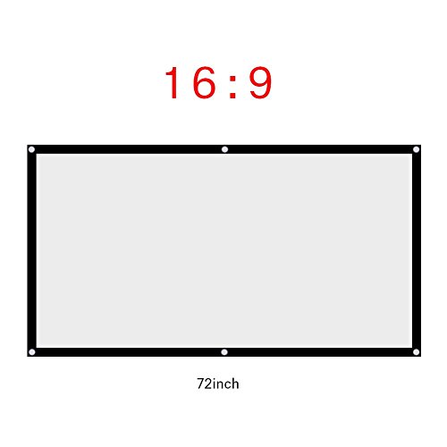 16: 9 weiße Projektionswand, tragbarer, Faltbarer 60-120-Zoll-Projektorvorhang ohne Falten, Vorder-/Rückprojektion für Campingfilme im Freien, Open-Air-Kino, Heimkino(72 Ins) von Lazmin