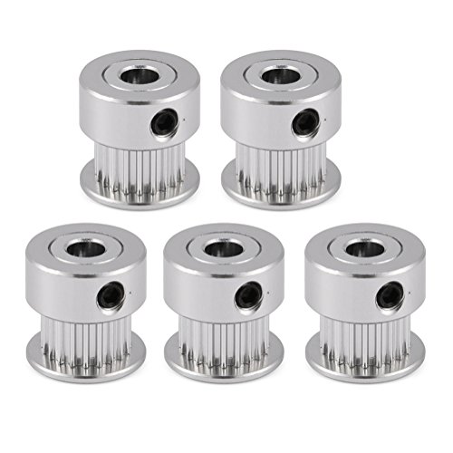 Lazmin 5 Stücke Aluminium 20 T Legierung Zahnriemen Umlenkrolle, 5mm / 8mm Synchronrad Aluminium Zahnriemenscheibe für 3D Drucker(20T 5MM) von Lazmin