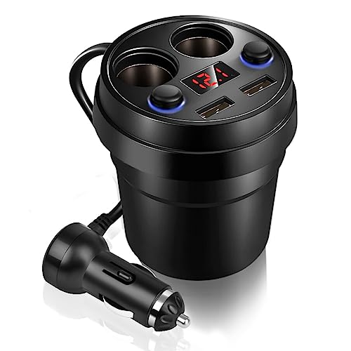 Lazmin Cup Dual USB Autoladegerät, schnelles Autoladegerät Wire Multifunktions-Zigarettenanzünder für Telefon und Tablet PC Kompatibel mit vielen Arten von Handys von Lazmin