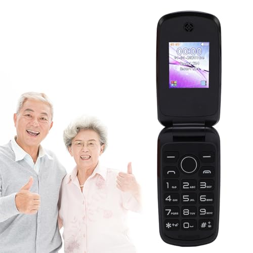 2G Flip Phone für Senioren, Big-Tasten-Handy für ältere Menschen, Lautsprecher, Geschwindigkeitswahl, FM -Radio, 1200-mAh-Akku, 1,8-Zoll -Farbanzeigebildschirm, LED -Taschenlampe (Black) von Lazmin112