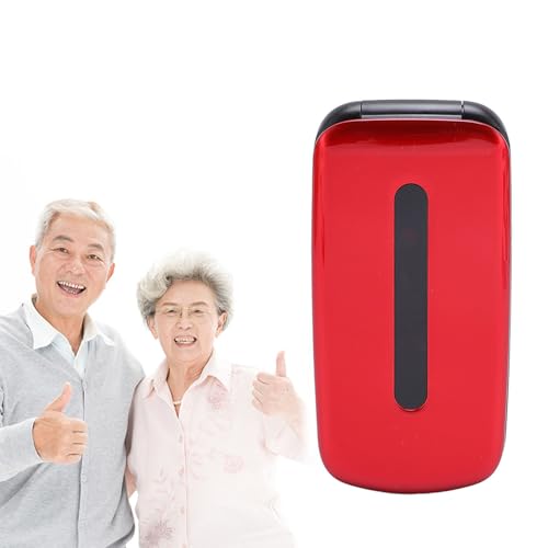 2G Flip Phone für Senioren, Big-Tasten-Handy für ältere Menschen, Lautsprecher, Geschwindigkeitswahl, FM -Radio, 1200-mAh-Akku, 1,8-Zoll -Farbanzeigebildschirm, LED -Taschenlampe (Rot) von Lazmin112