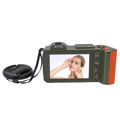 4K Digitalkamera, 70 MP F1.8 Auto Focus 50x Zoom Compact Point Shoot Vlogging -Kamera mit Doppelbildschirmblitz, Eingebauter Akku für Jugendliche Erwachsene Anfänger (Green) von Lazmin112