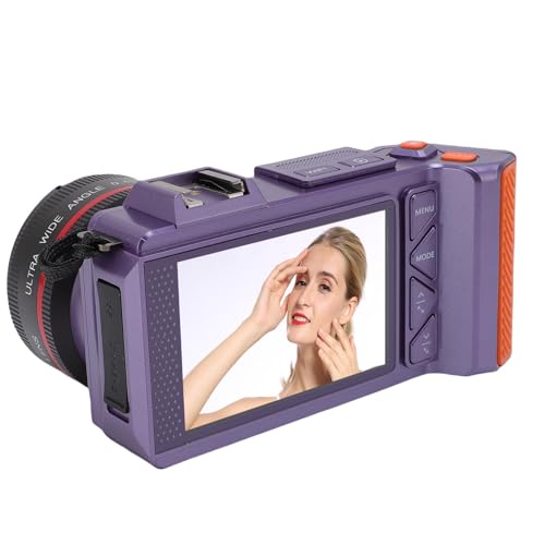 4K Digitalkamera, 70 MP F1.8 Auto Focus 50x Zoom Compact Point Shoot Vlogging -Kamera mit Doppelbildschirmblitz, Eingebauter Akku für Jugendliche Erwachsene Anfänger (violett) von Lazmin112