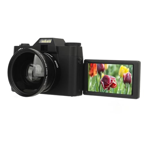 4K-Digitalkamera für Fotografie, 56 MP Autofokus-Vlogging-Kamera, 3-Zoll-180-Flip-Screen-kompakte Reisekamera mit 16-fachem Digitalzoom, Akku, Ladegerät von Lazmin112
