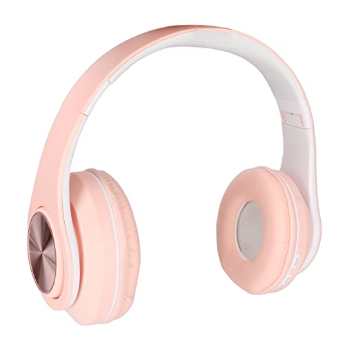 B39 Bluetooth 5.0-Headset, Macaron-Ohrhörer mit Integrierter 40-mm-Lautsprechereinheit, Geräuschreduzierender, Faltbarer Over-Ear-Kopfhörer mit Buntem Licht (Rosa) von Lazmin112