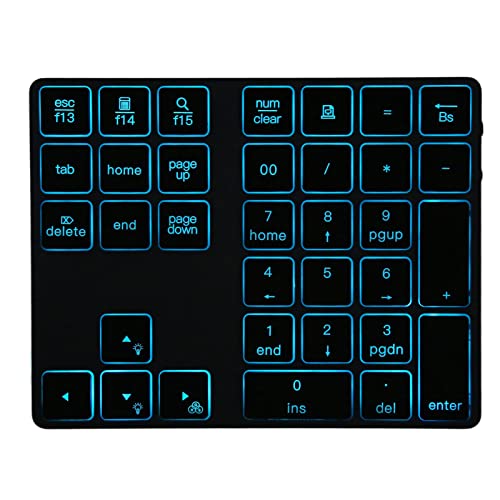 Bluetooth-Nummernblock, Wiederaufladbarer, Kabelloser Ziffernblock mit 34 Tasten und 7-Farbiger Hintergrundbeleuchtung, Externe -Tastatur, Ergänzung Zum Laptop, für von Lazmin112