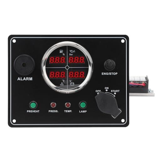 Digitalmessgeräte -Cluster -Set, Bootsanzeigen Panel Easy Installation Oil Druckmesser 12VDC Präzise Überwachung für Yachten Speedboote (BLACK) von Lazmin112