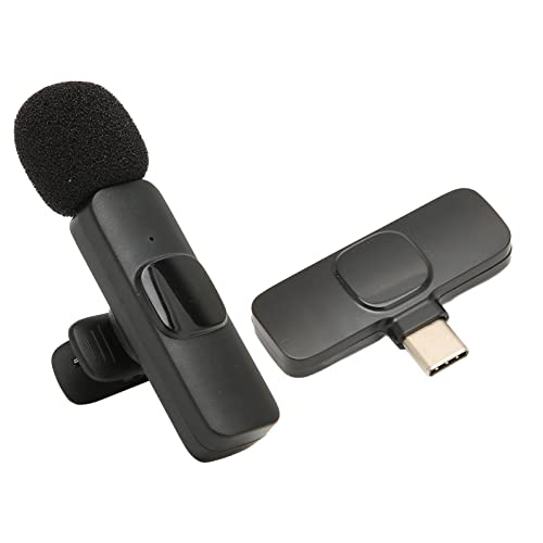 Drahtloses Lavalier-Mikrofon für Telefon PC Tablet, 360 Grad omnidirektionales Mikrofon Adaptives Frequenzsprungverfahren Automatisches Pairing USB C Drahtloses Lapalier-Mikrofon von Lazmin112