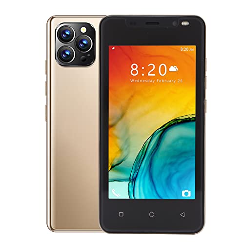 Entsperrtes Smartphone, 4,66 Zoll 720 X 1520 Auflösung LCD FHD HD-Bildschirm 3G-Handy 1 GB RAM 8 GB ROM Dual-HD-Kamera Dual-Sim-Gesichtserkennungstelefon für Android 10 100 Bis 240 V(Golden) von Lazmin112