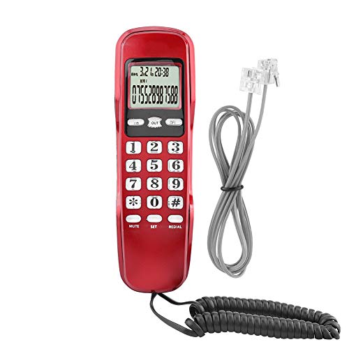Festnetztelefon, -Wandtelefon Hotel ID für Eingehende Anrufer LCD-Anzeige Festnetztelefon DTMF/FSK Dual-Anrufer-ID Desktop-schnurgebundenes Telefon (Rot) von Lazmin112