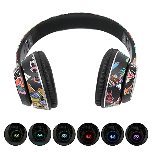 Gaming-Headset, L750 Graffiti RGB Bluetooth-Headset, Kabelloser, Kabelgebundener, Einstellbarer Kopfhörer, Unterstützt Speicherkarten-Linein-Modus, für PC-Laptop PS4 PS5 von Lazmin112