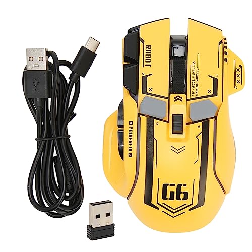 Gaming-Maus, 2,4 G Kabelgebundene Bluetooth-3-Modus-Verbindung, 5 Einstellbare DPI, Leise, Ergonomische, Programmierbare Maus mit 11 RGB-Licht für für Android für von Lazmin112
