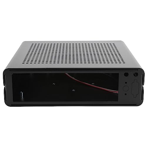 HTPC-Gehäuse DIY-Computergehäuse, Vollaluminium-DC-ATX-Netzteil Mini-ITX-Gehäuse für Desktop-Computer(Schwarz & USB2.0) von Lazmin112