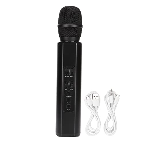 K6 Drahtloses Bluetooth-Mikrofon, Tragbare Handmikrofon-Lautsprecher-Maschine für PC-Smartphones für Erwachsene, für Geburtstags-Familien-Party KTV(Schwarz) von Lazmin112