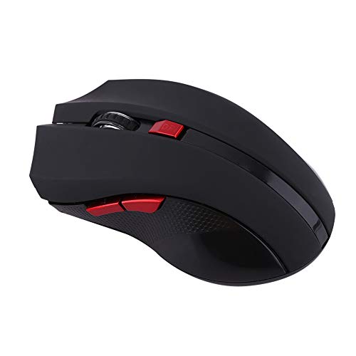 Kabellose Maus, Optische Gaming-Maus mit 6 Tasten, Tragbar und Leicht, Netzschalter Zum Stromsparen, für Laptop, PC, Computer, Notebook (Schwarz, Rot) (Schwarz) von Lazmin112