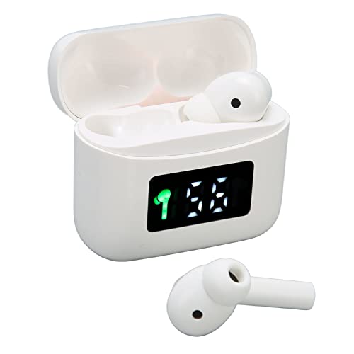 Kabellose Ohrhörer, Bluetooth 5.2-Kopfhörer, LED-Display, IPX5 Wasserdichtes Stereo-In-Ear-Headset mit Kabelloser Ladehülle, für Telefon, Laptop, PC (White) von Lazmin112
