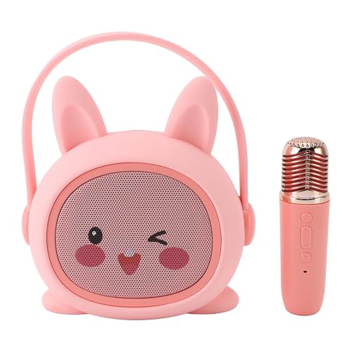 Karaoke für, 32 GB Kartenunterstützung mit den Umfangreichen Soundeffekten Tragbarer Tragbarer Soundeffekte von Tragbaren Lautsprechern für Tägliche Unterhaltung (Rosa Kaninchen) von Lazmin112