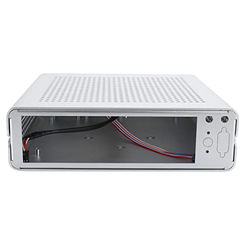 Lazimin HTPC-Gehäuse DIY-Computergehäuse, Vollaluminium-DC-ATX-Netzteil Mini-ITX-Gehäuse für Desktop-Computer(Weiß & USB2.0) von Lazmin112