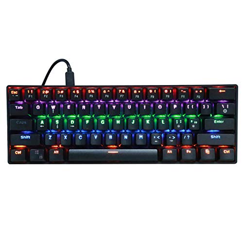 Lazimin LED Backlit Gaming 61 Tasten Mechanische Tastatur, Computerzubehör Kabelgebundene USB Ergonomische Blaue Schaltertastatur von Lazmin112