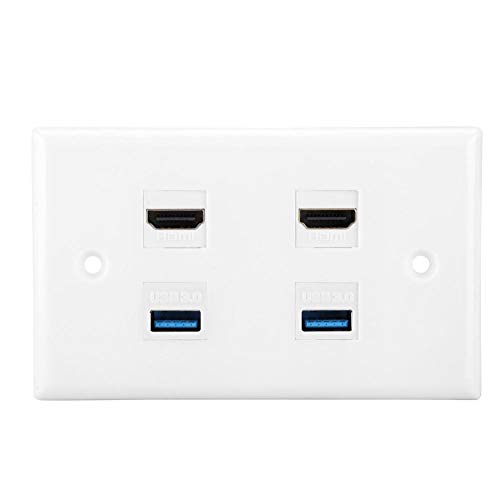 Lazmin 2 Port Wand HDMI mit 2 Port USB3.0 Wandplatte für HDTV, Heimkino, DVD, Kabel Satellit, PS3 / von Lazmin112