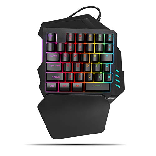 Lazmin RGB-Einhandtastatur, 35 Tasten mit Hintergrundbeleuchtung Einhand-Gaming-Tastatur mit FN-Tasten von Lazmin112