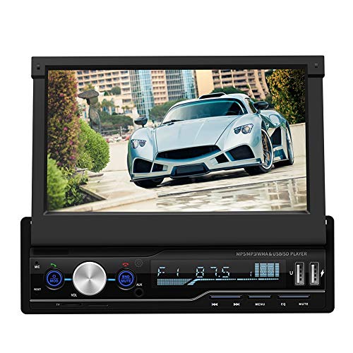 Lazmin Träger 7 "Bluetooth-Auto MP5-Player, DC 12V 60W einziehbarer Touchscreen-RDS-MP3-MP5-Player des Autoradioempfänger-HD mit Rückbild von Lazmin112