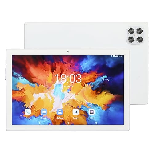 Lazmin112 10,1-Zoll-HD-Tablet, 5G-WLAN, 4G-LTE-Anruftablett, 12 GB RAM, 256 GB ROM, Android 11.0 8 Core, 8 MP 20 MP, mit TWS-Bluetooth-Ohrhörer, Zum Spielen und Lesen von Filmen (White) von Lazmin112
