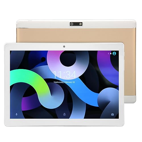 Lazmin112 10,1-Zoll-Tablet, FHD 4G-Anruftablett für Android 12, 12 GB RAM 256 GB ROM Touch IPS-Tablet, 5G WiFi, 8 MP 20 MP Dual-Kamera, 8800 MAh, für Büro-Lernspiele (Gold) von Lazmin112