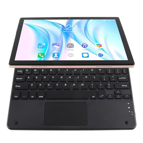 Lazmin112 10,1-Zoll-Tablet 2 in 1 mit Tastatur, 8 GB RAM, 256 GB ROM, 5G WiFi FHD, Octa-Core-Prozessor, 128 GB Erweiterbar, Dual-, Unterstützung 5G WiFi,12, Gold (EU-Stecker) von Lazmin112
