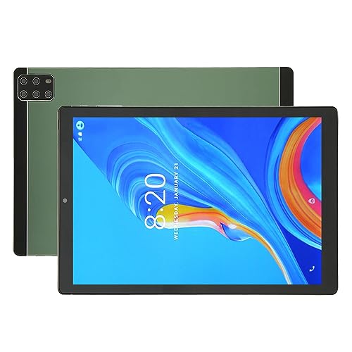 Lazmin112 10,1-Zoll-Tablet für12, 10-Core-CPU, 6 GB RAM, 128 GB ROM, 5G WLAN, 2MP+5MP-Kameras, 8800-mAh-Akku, mit -Ohrhörern, Kommt mit 100–240 V (Green) von Lazmin112