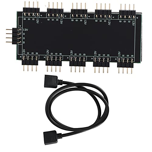 Lazmin112 10-Kanal-RGB-Hub, 12-V-4-Pin / 5-V-3-Pin-PC-MOD-Motherboard-RGB-Lüfter-Verlängerungskabel (12V 4-polig) von Lazmin112