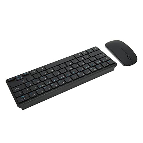 Lazmin112 2,4 G Kabellose Tastatur-Maus-Kombination, Ergonomische 64-Tasten-Tastatur mit 3 DPI Einstellbarer USB-Maus, Leise Tasten, für Desktop, PC, Tablets von Lazmin112