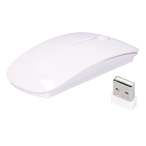 Lazmin112 2.4G Wireless Smart PC Slim Maus, Ergonomische Tragbare Computermaus 1600DPI Präzise Positionierung mit USB-Empfänger für Office-Laptop (Weiß) von Lazmin112