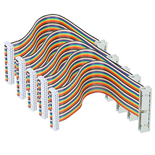 Lazmin112 5 Stück GPIO-Kabel, 40poliger Männlicher Bis Weiblicher Draht, 20cm Länge, für Tboard, Bread Board und Mehr (männlich zu weiblich) von Lazmin112