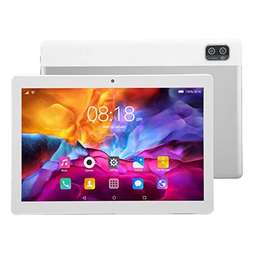Lazmin112 5G WiFi Tablet, 10,1 Zoll 6 GB 128 GB Bildschirm Silber Tablet, MT6592 10 Kerne Anruftablett mit Zwei Kameras für Android 12 100 Bis 240 V von Lazmin112