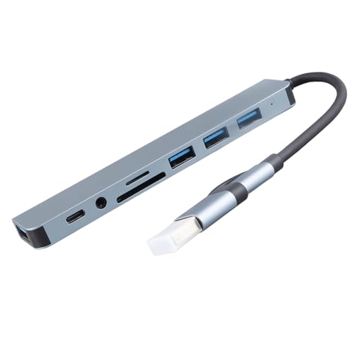 Lazmin112 8-in-1-Hub mit, Hochgeschwindigkeits-Plug-and-Play-Dockingstation aus Aluminiumlegierung für Telefon, Laptop, Tablet-PC, USB 3.0-Hub mit PD, SD/TF-Kartenleser von Lazmin112