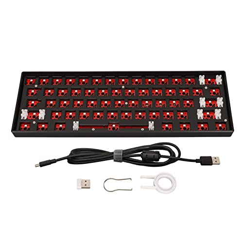 Lazmin112 DIY Mechanisches Tastatur-Kit, 61 Tasten 2,4 G BT 3.0 5.0 Kabelgebundener Tastaturschalter Hot Swap Double Layer Thick PCB Panel Type C Modular Gaming Keyboard mit RGB(Schwarz) von Lazmin112