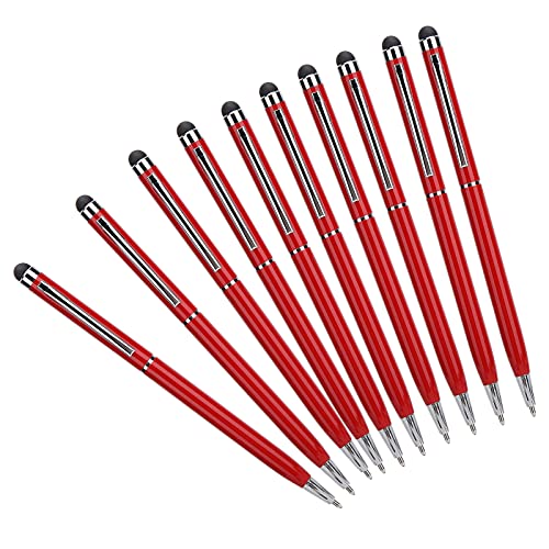 Lazmin112 Eingabestift, 10 Stück 2-in-1-Universal-Kugelschreiber mit Kapazitivem Touchscreen, Kompatibel mit Kapazitiven Touchscreen-Geräten (Rot) von Lazmin112