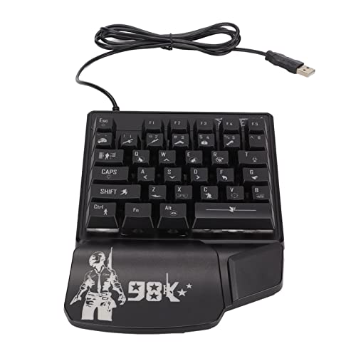 Lazmin112 Einhand-Gaming-Tastatur, 35 Tasten, Einzelne LED, Leuchtendes, Ergonomisches Design, Schwarze -Gaming-Tastatur, Professionelle Gaming-Tastatur für E-Sport-Spiele von Lazmin112