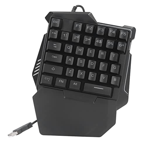 Lazmin112 Einhand-Gaming-Tastatur, USB-Kabel, 35 Tasten, RGB-Hintergrundbeleuchtung, Ergonomische Tastatur, Tragbare Einhand-Tastatur mit Handballenauflage, für Unterwegs Im Home Office von Lazmin112
