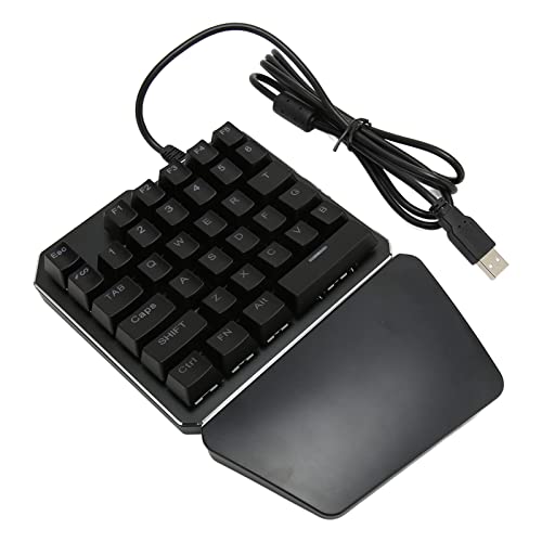 Lazmin112 Einhand-Tastatur, 35 Tasten, RGB-Hintergrundbeleuchtung, Blauer Schalter, Ergonomische Halbtastatur, USB-Kabel, Professionelle Gaming-Tastatur, für Gaming-Büroarbeiten von Lazmin112