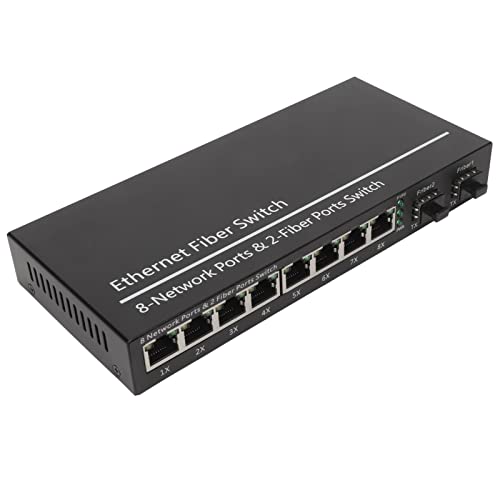 Lazmin112 Ethernet-Glasfaser-Switch, 2 Optische Anschlüsse, 8 Elektrische Anschlüsse, SFP-Glasfaser-Medienschalter, Plug-and-Play-RJ45-Netzwerkanschluss, Ethernet-Medienkonverter von Lazmin112