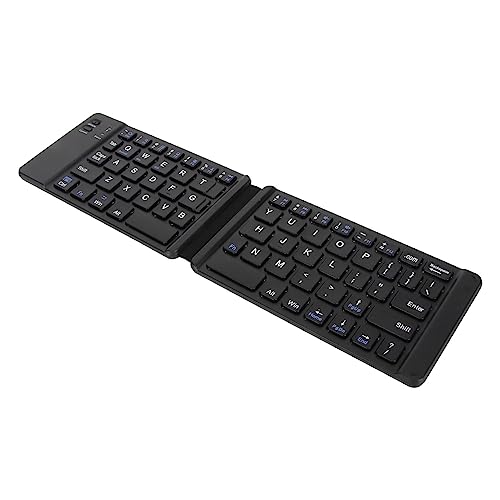 Lazmin112 Faltbare BT-Tastatur, Doppelt Faltbare, Ultraschlanke Kabellose Taschentastatur, Geräuschloses Tippen, Tragbare Tastatur mit Glatten Tasten für Windows 7 8 Tablet Phone PC (Schwarz) von Lazmin112